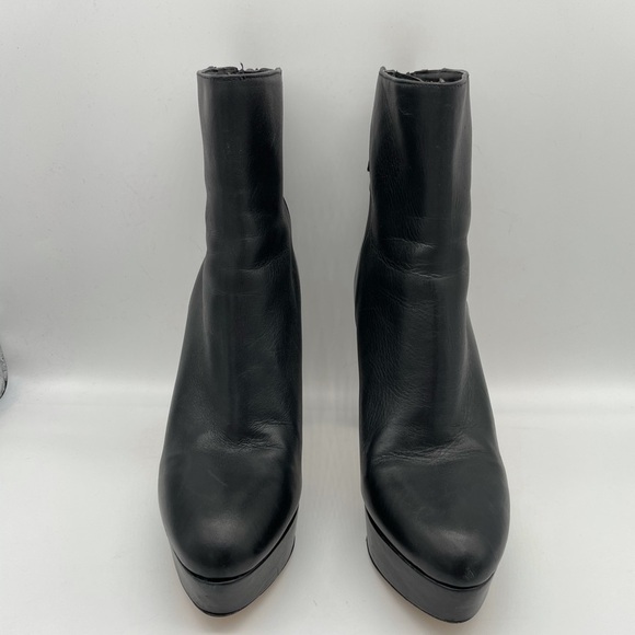 Zara Black Leather Heeled Platform Ankle Boots. - Picture 3 of 15